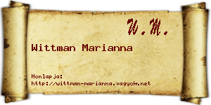Wittman Marianna névjegykártya